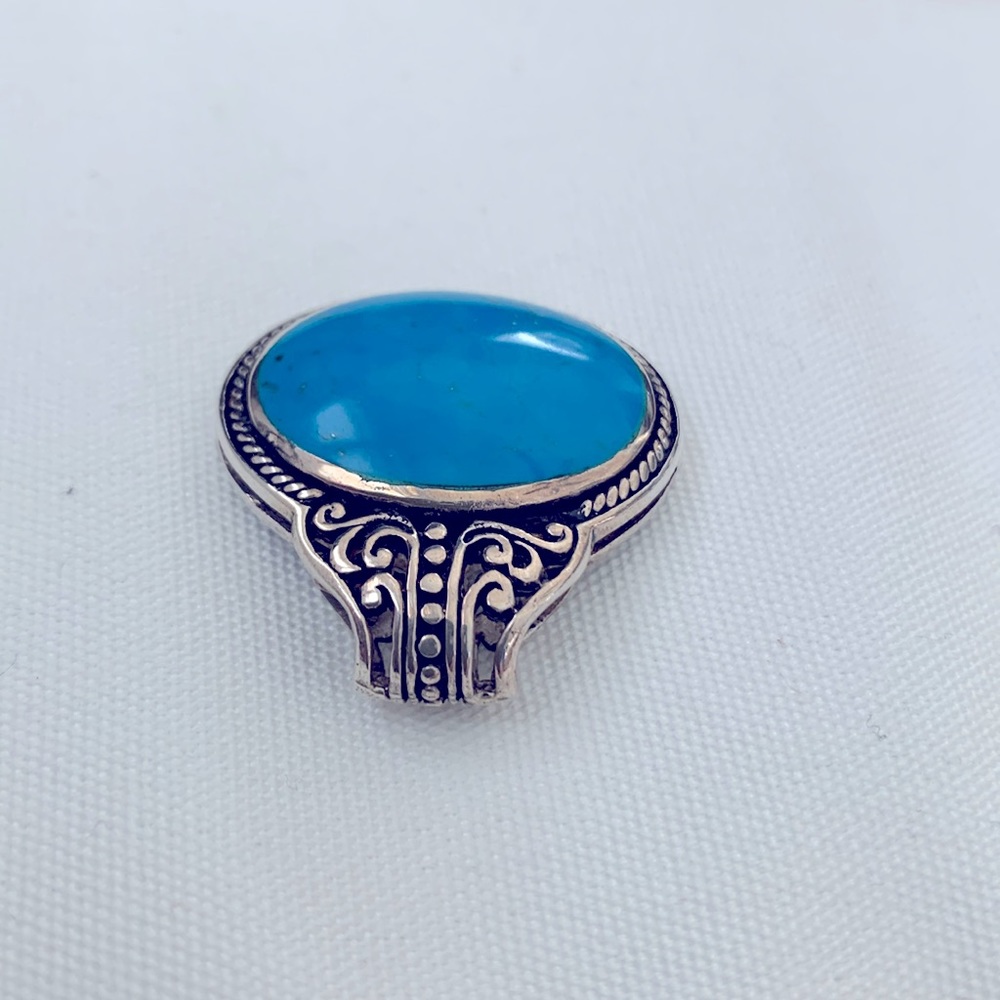 Vintage Medallion Blue stone with silver Great Gift!!🎁 - Picture 2 of 5